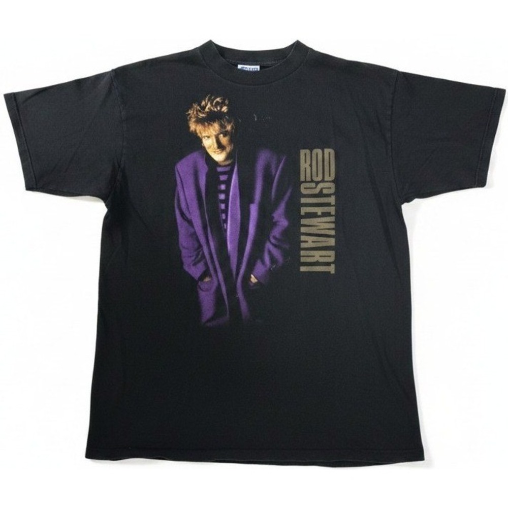 Rod Stewart Live Concert Tour T-Shirt Men's XL Black Vintage Style Music Tee